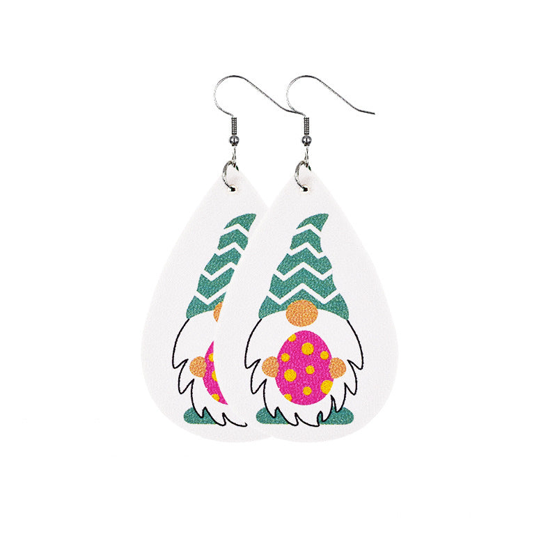 Wholesale leather St. Patrick's dwarf hooded leather leather earrings